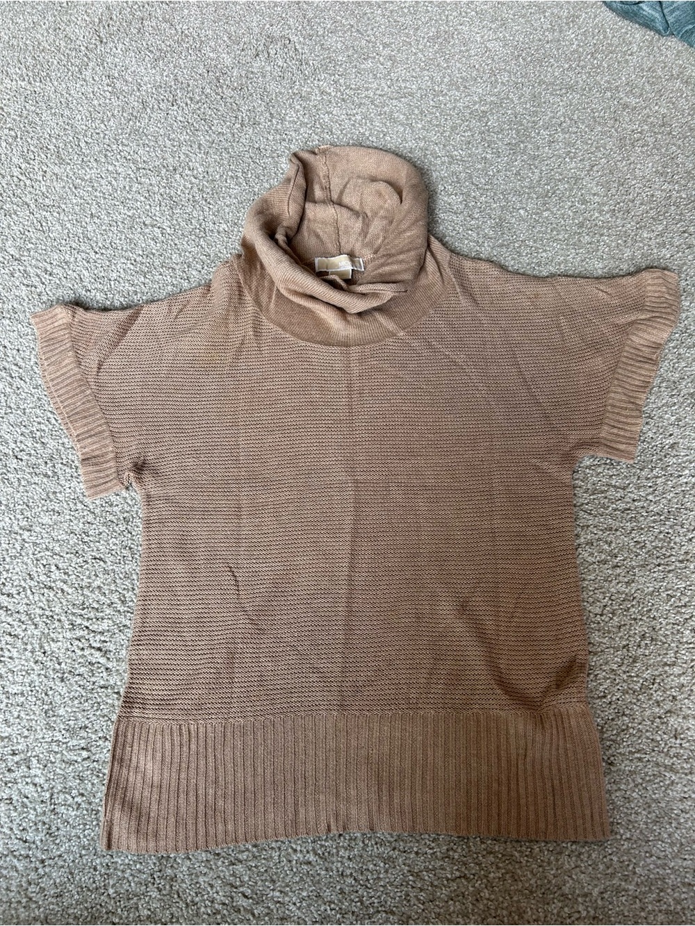 Michael Michael Kors Camel Cowl Neck Short Sleeve Sweater | Large